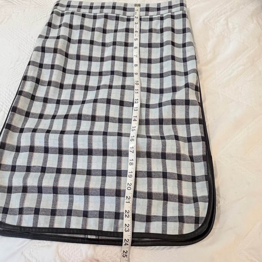 Ann Taylor plaid skirt faux leather trim sz 4 - Picture 6 of 13